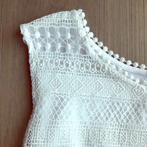 lace detail white tank